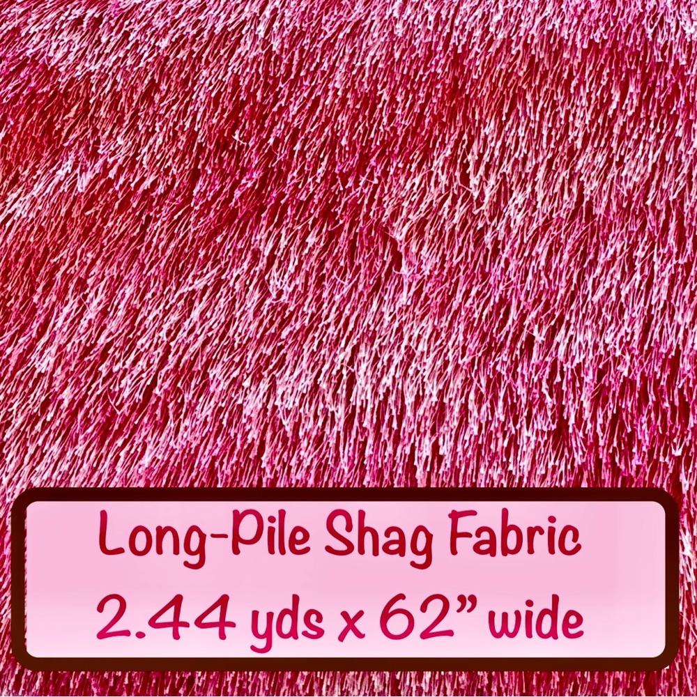 Pink Long-Pile Shag Stretch Fabric (2.44 yds x 62” wide)